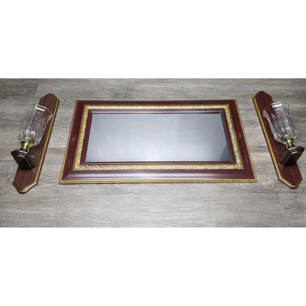 Vintage Home Interior Mirror, Sconces, And Votives Set